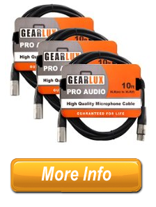 Effortless Gearlux Balanced 10Foot XLR Microphone Cable with OxygenFree Copper Conductor Male to Female 3 Cables